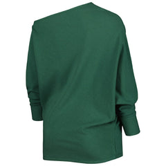 Green Bay Packers KIYA TOMLIN Women's Twisted Tri-Blend Asymmetrical 3/4-Dolman Sleeve Sweatshirt Green