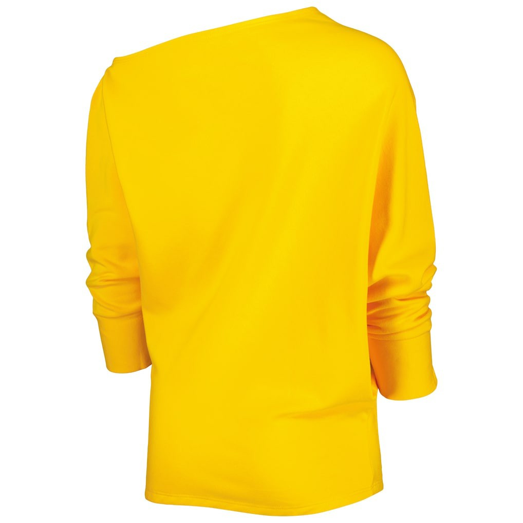Pittsburgh Steelers KIYA TOMLIN Women's Twisted Tri-Blend Asymmetrical 3/4-Dolman Sleeve Sweatshirt Gold