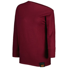 Washington Commanders KIYA TOMLIN Women's Twisted Tri-Blend Asymmetrical 3/4-Dolman Sleeve Sweatshirt Burgundy