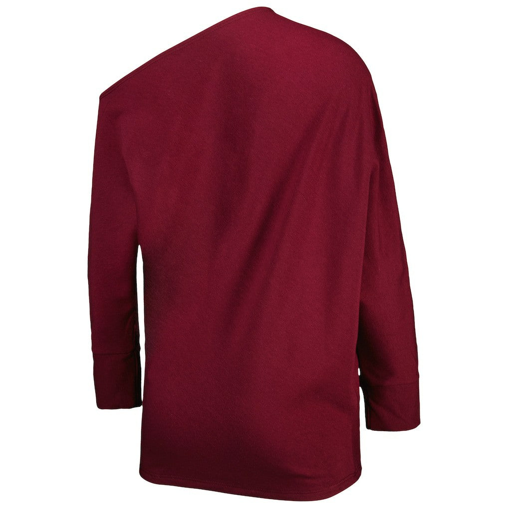 Washington Commanders KIYA TOMLIN Women's Twisted Tri-Blend Asymmetrical 3/4-Dolman Sleeve Sweatshirt Burgundy