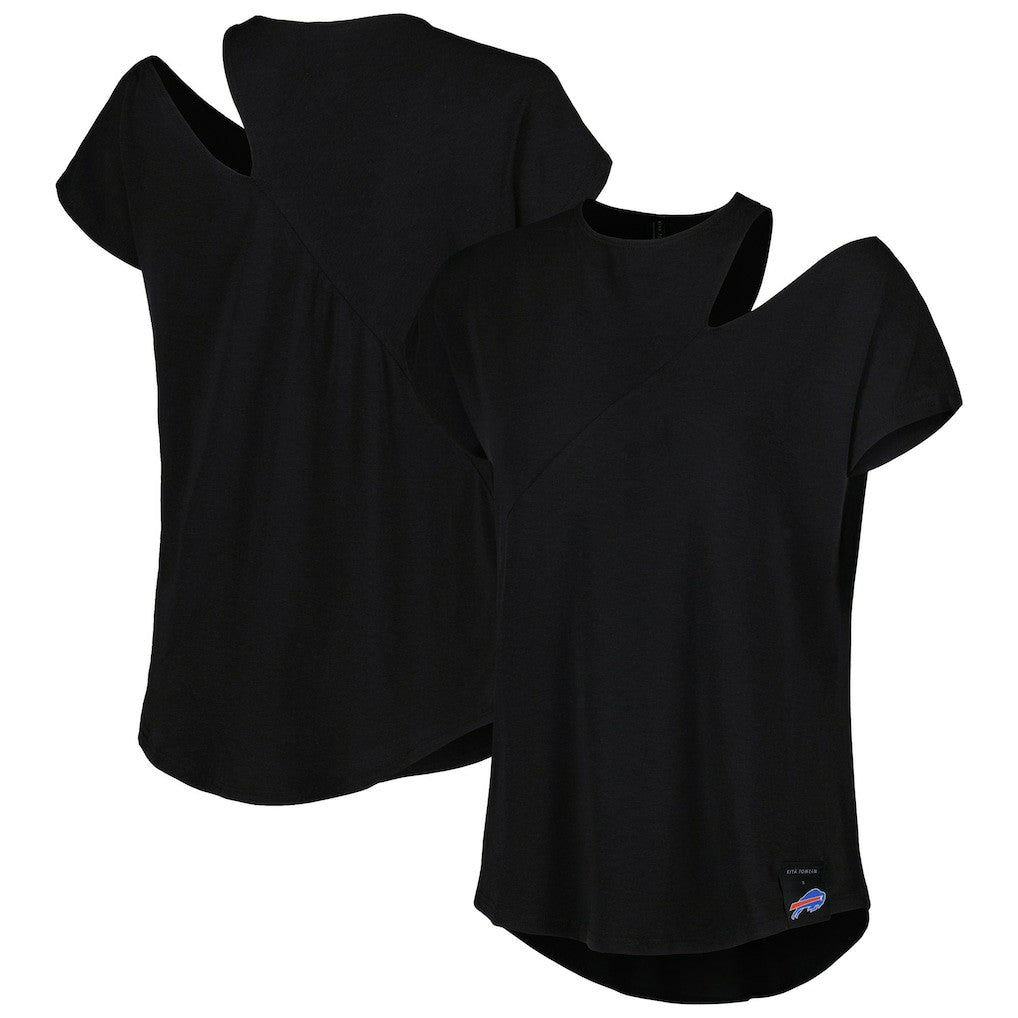 Buffalo Bills KIYA TOMLIN Women's Cut Out Tri-Blend Shirt Black