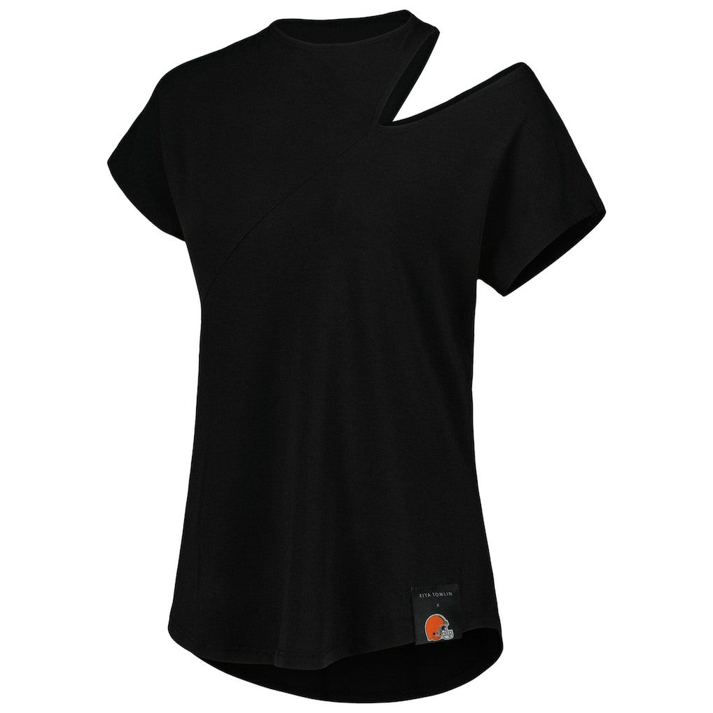 Cleveland Browns KIYA TOMLIN Women's Cut Out Tri-Blend Shirt Black