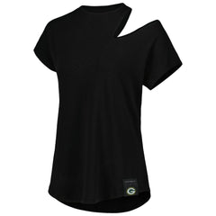 Green Bay Packers KIYA TOMLIN Women's Cut Out Tri-Blend Shirt Black