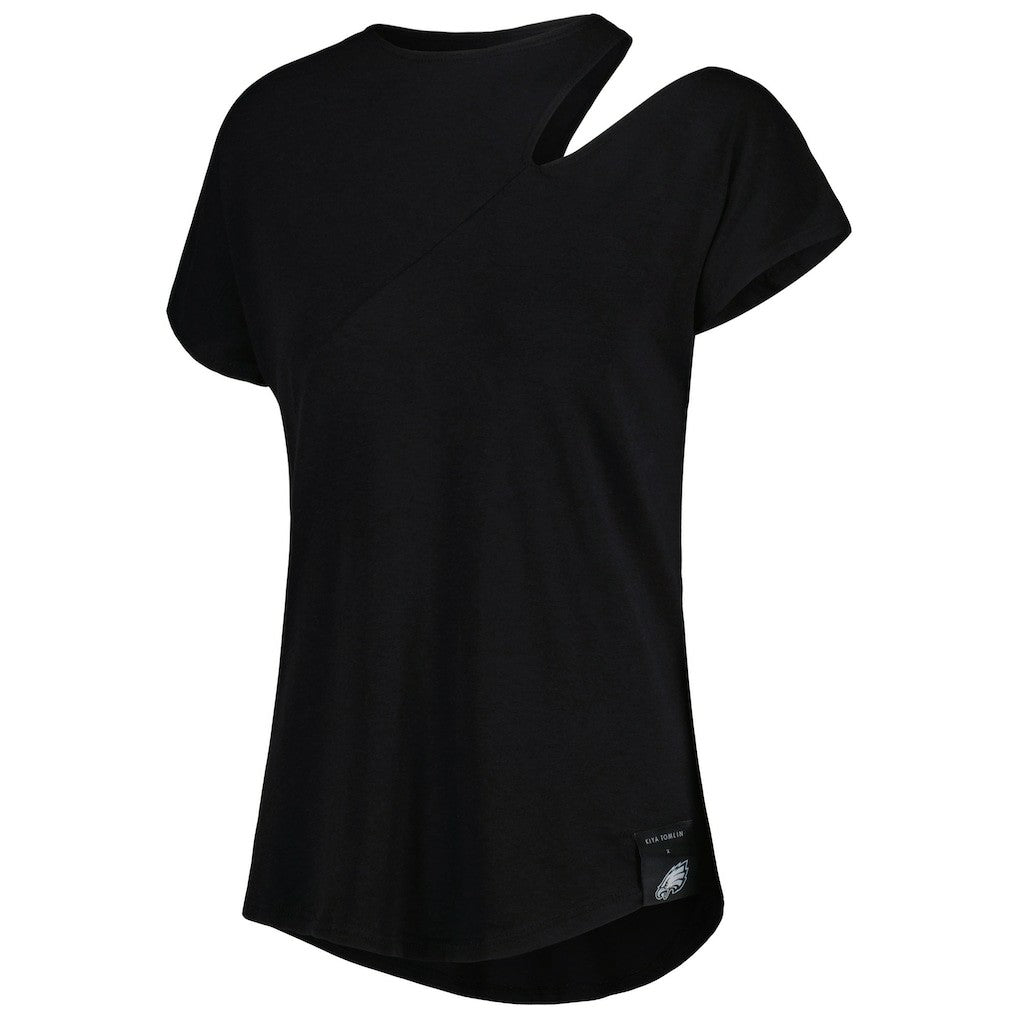 Philadelphia Eagles KIYA TOMLIN Women's Cut Out Tri-Blend Shirt Black