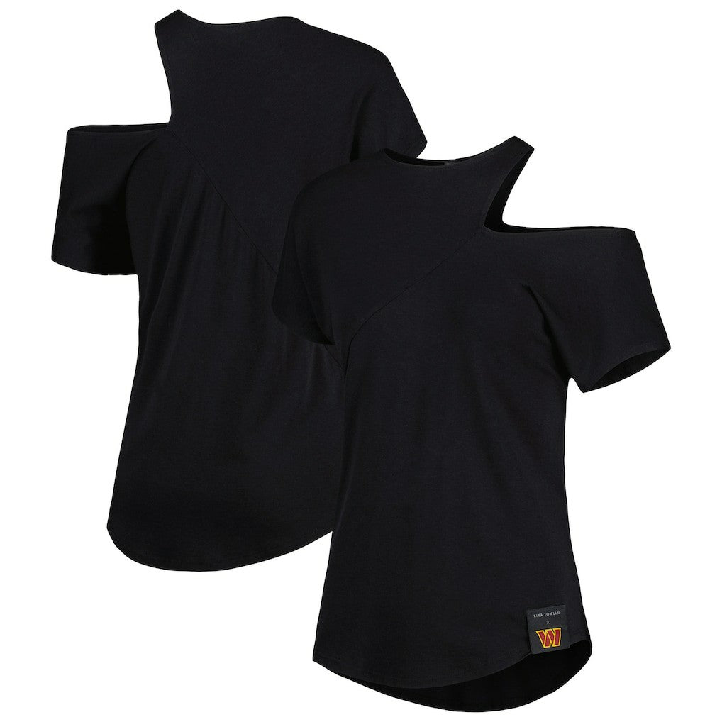 Washington Commanders KIYA TOMLIN Women's Cut Out Tri-Blend Shirt Black