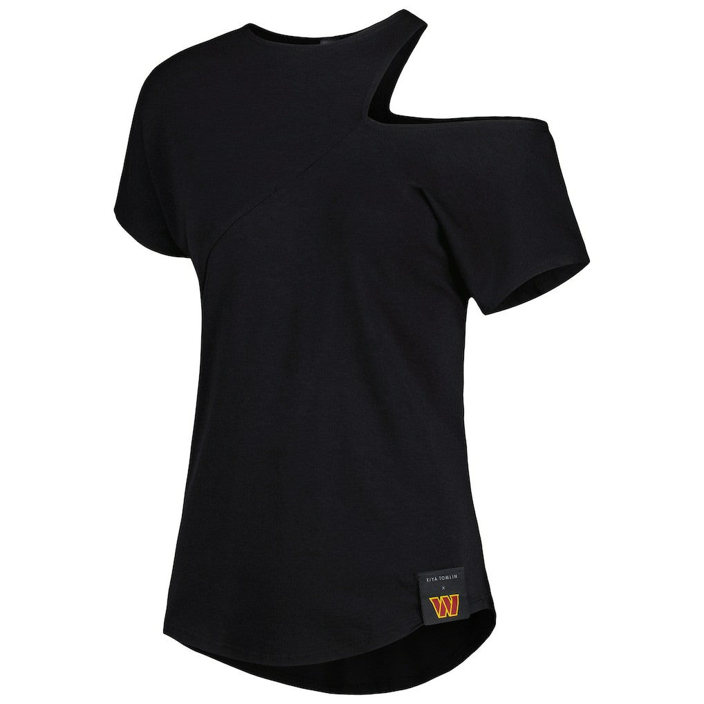 Washington Commanders KIYA TOMLIN Women's Cut Out Tri-Blend Shirt Black