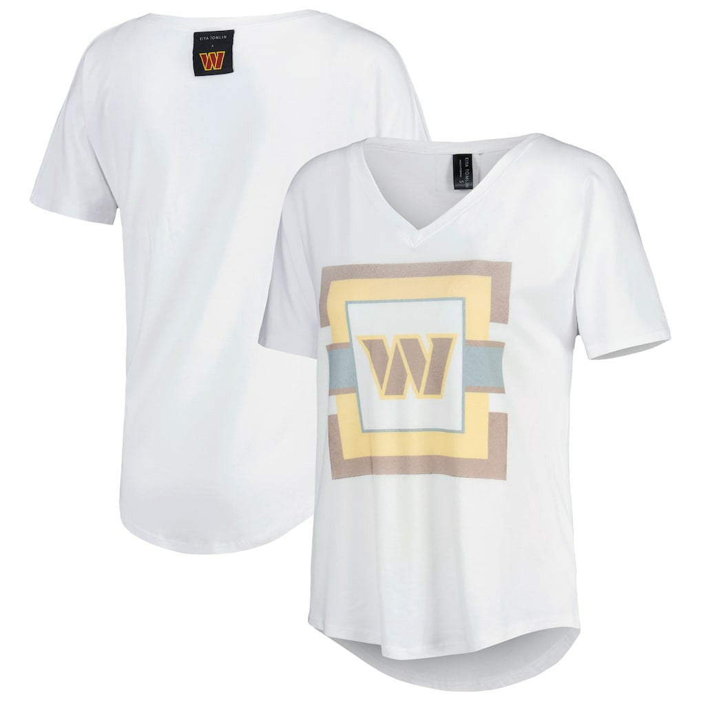 Washington Commanders KIYA TOMLIN Women's V-Neck T-Shirt White
