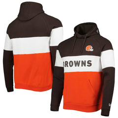 Cleveland Browns New Era Colorblock Current Pullover Hoodie Orange