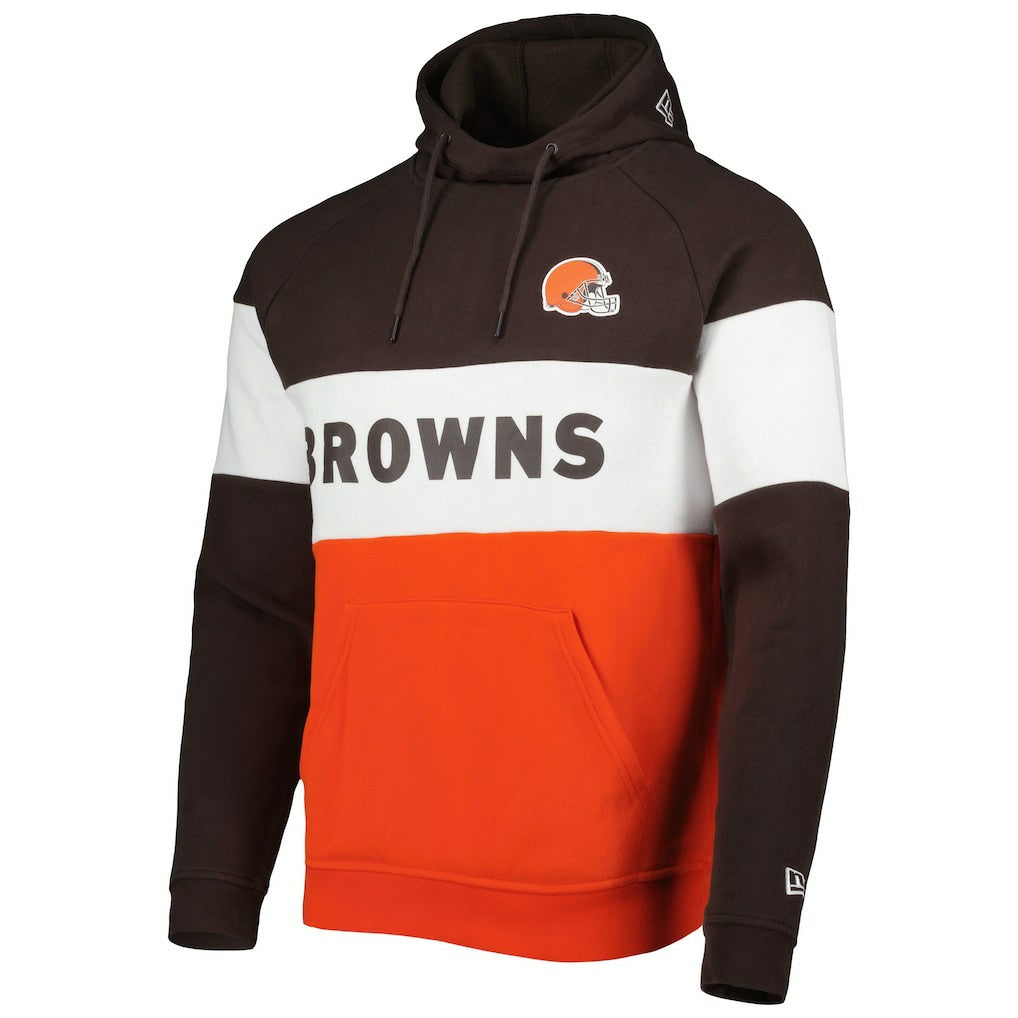 Cleveland Browns New Era Colorblock Current Pullover Hoodie Orange