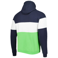 Seattle Seahawks New Era Colorblock Current Pullover Hoodie Neon Green/College Navy
