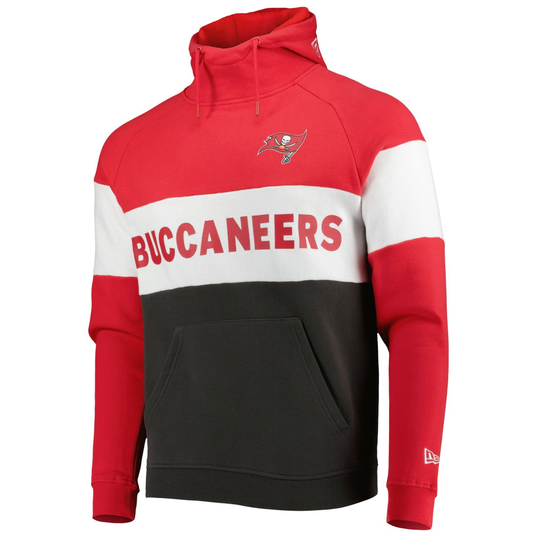 Tampa Bay Buccaneers New Era Colorblock Current Pullover Hoodie Heather Charcoal/Red