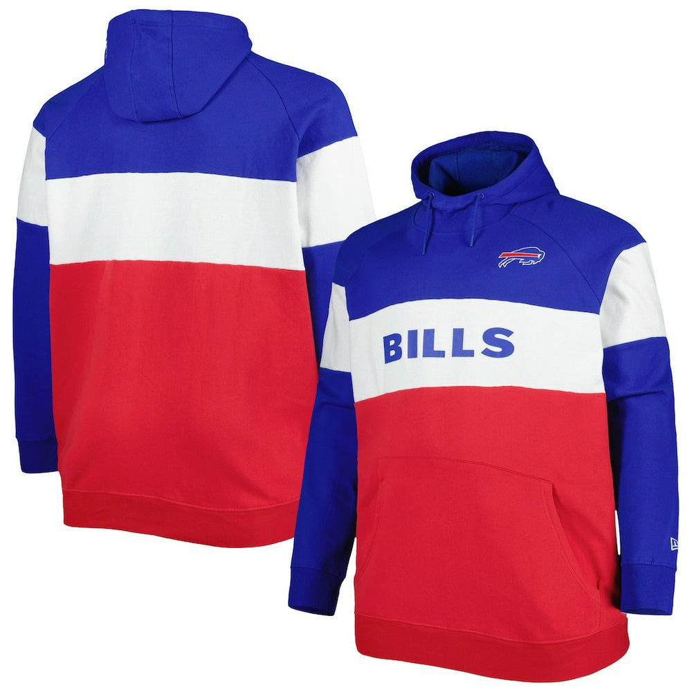 Buffalo Bills New Era Big & Tall Current Team Colorblock Fleece Raglan Pullover Hoodie Royal/Red