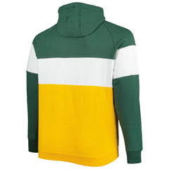 Green Bay Packers New Era Big & Tall Current Team Colorblock Fleece Raglan Pullover Hoodie Green/Gold