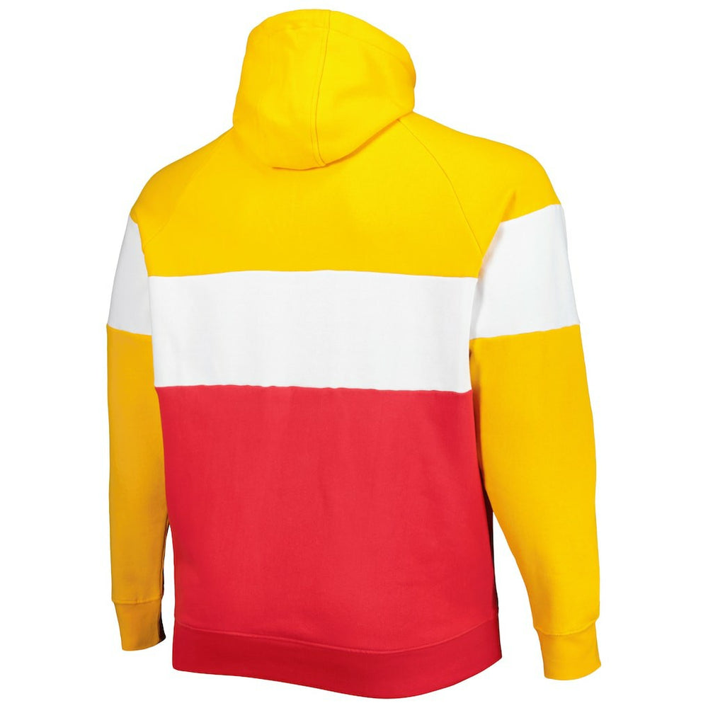 Kansas City Chiefs New Era Big & Tall Current Team Colorblock Fleece Raglan Pullover Hoodie Gold/Red