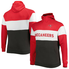 Tampa Bay Buccaneers New Era Big & Tall Current Colorblock Raglan Fleece Pullover Hoodie Heather Charcoal/Black
