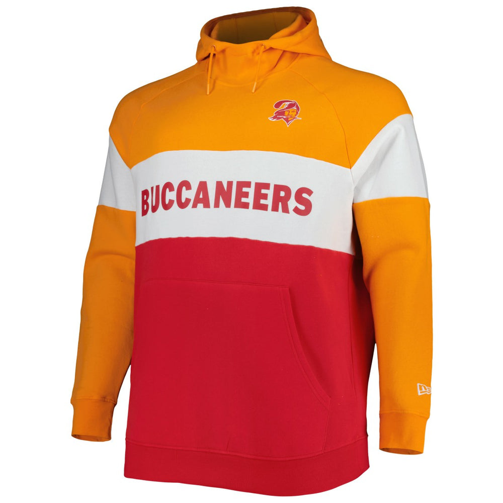 Tampa Bay Buccaneers New Era Big & Tall Throwback Colorblock Fleece Raglan Pullover Hoodie Orange/Red
