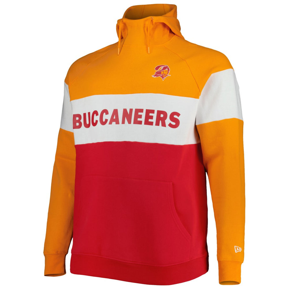 Tampa Bay Buccaneers New Era Big & Tall Throwback Colorblock Raglan Pullover Hoodie Red