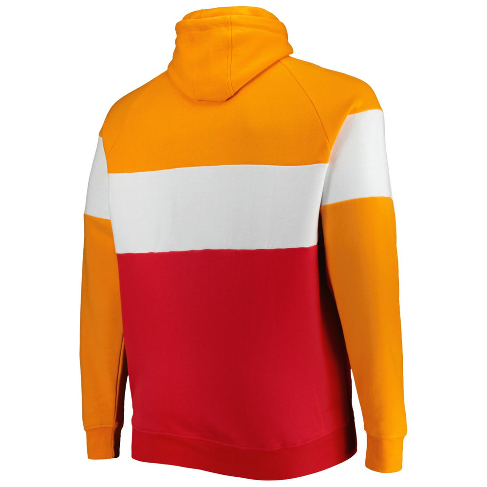 Tampa Bay Buccaneers New Era Big & Tall Throwback Colorblock Raglan Pullover Hoodie Red