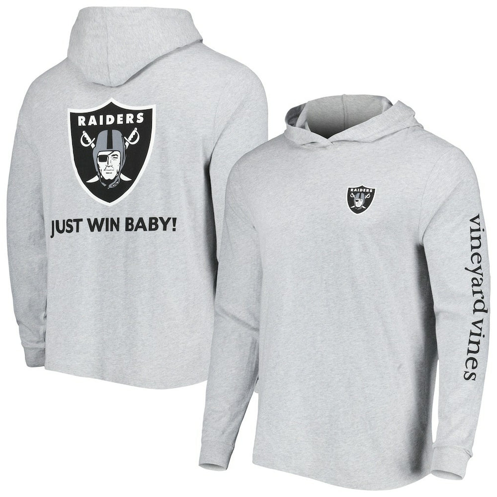 Las Vegas Raiders Vineyard Vines Local Long Sleeve Hoodie T-Shirt Heathered Gray