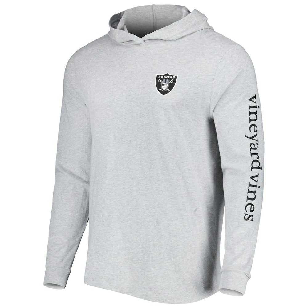 Las Vegas Raiders Vineyard Vines Local Long Sleeve Hoodie T-Shirt Heathered Gray