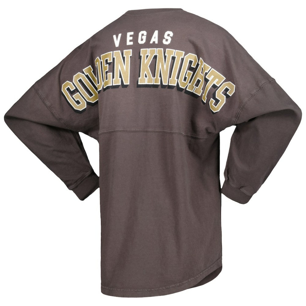 NHL Vegas Golden Knights Fanatics Women's Spirit Lace-Up V-Neck Long Sleeve Jersey T-Shirt - Charcoal