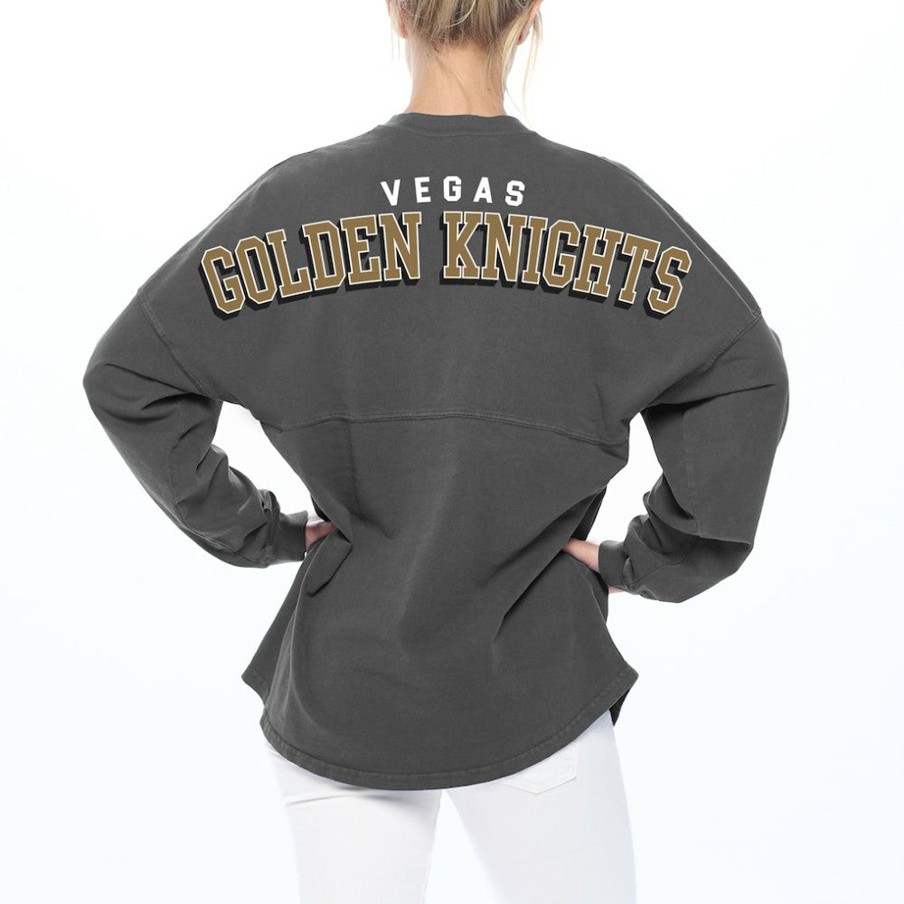 NHL Vegas Golden Knights Fanatics Women's Spirit Lace-Up V-Neck Long Sleeve Jersey T-Shirt - Charcoal