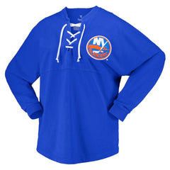NHL New York Islanders Fanatics Women's Spirit Lace-Up V-Neck Long Sleeve Jersey T-Shirt - Royal