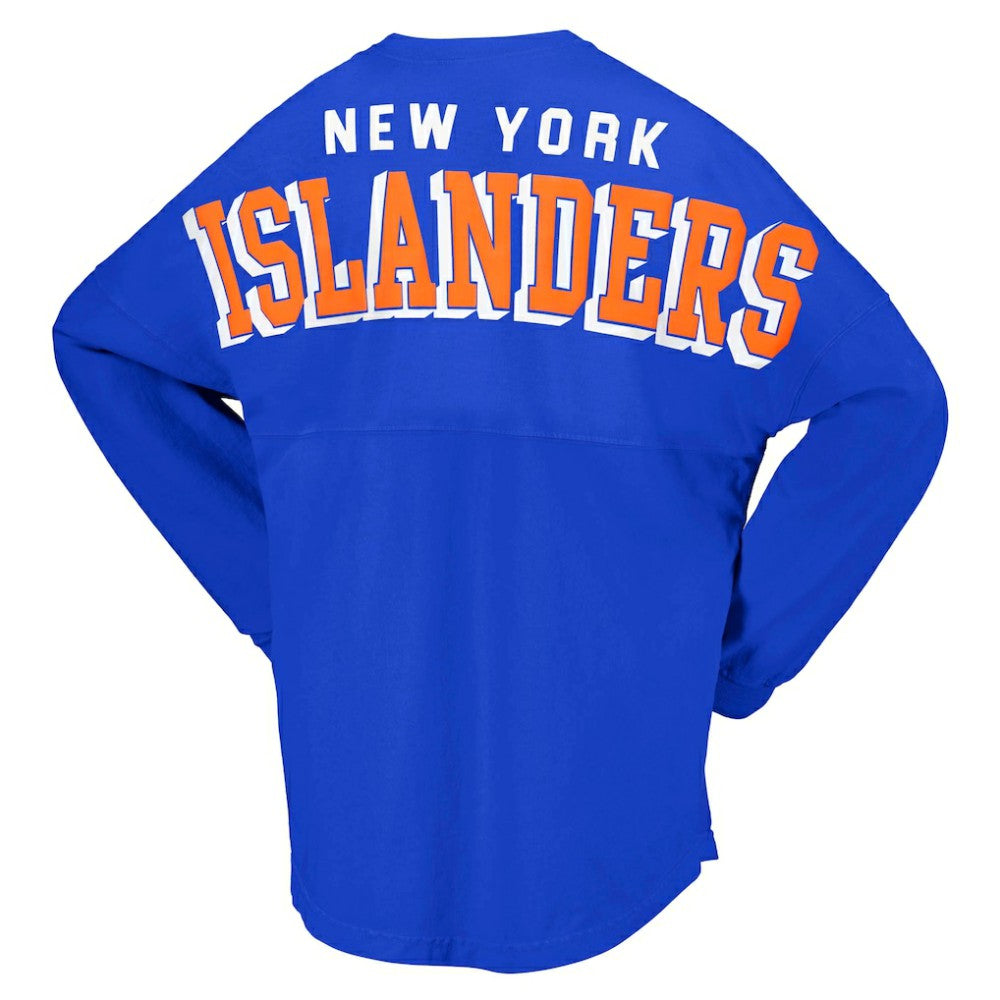 NHL New York Islanders Fanatics Women's Spirit Lace-Up V-Neck Long Sleeve Jersey T-Shirt - Royal