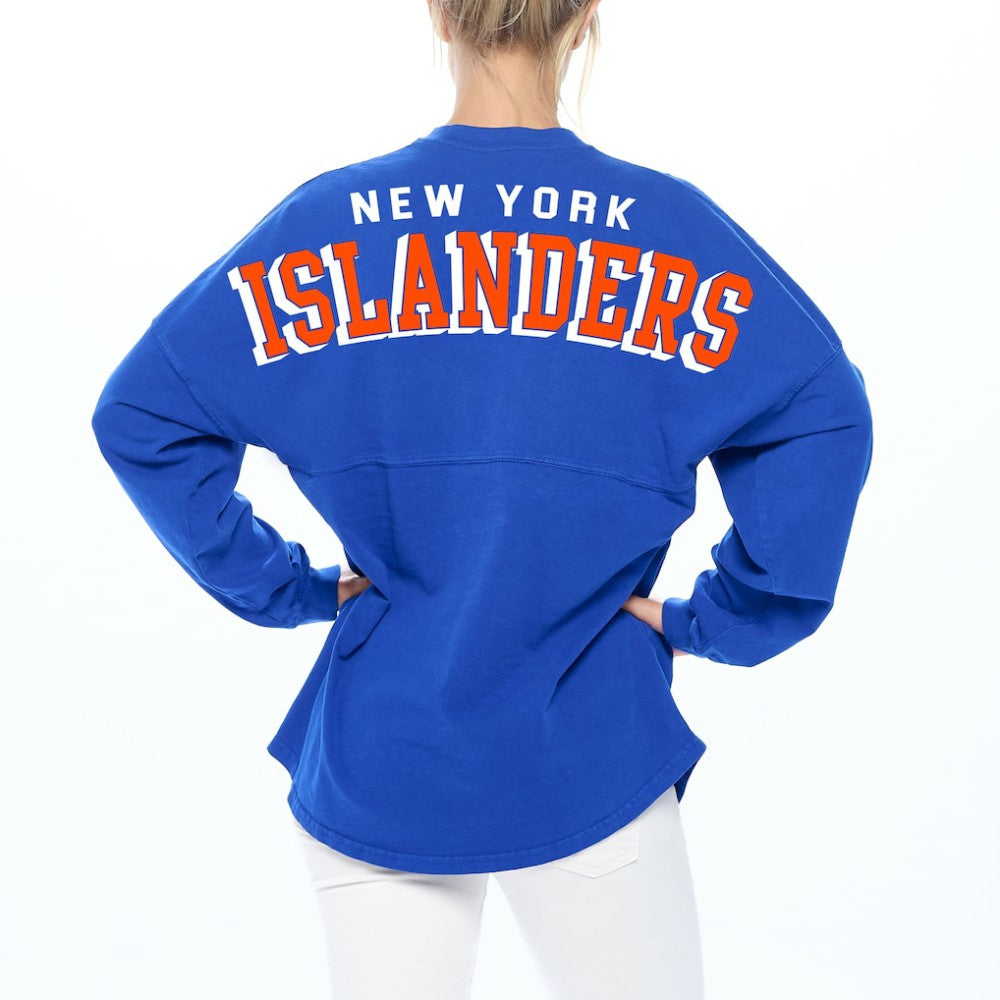 NHL New York Islanders Fanatics Women's Spirit Lace-Up V-Neck Long Sleeve Jersey T-Shirt - Royal