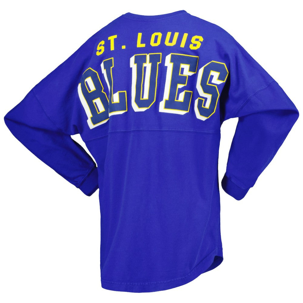 NHL St. Louis Blues Fanatics Women's Spirit Lace-Up V-Neck Long Sleeve Jersey T-Shirt - Blue