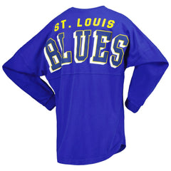 NHL St. Louis Blues Fanatics Women's Spirit Lace-Up V-Neck Long Sleeve Jersey T-Shirt - Blue