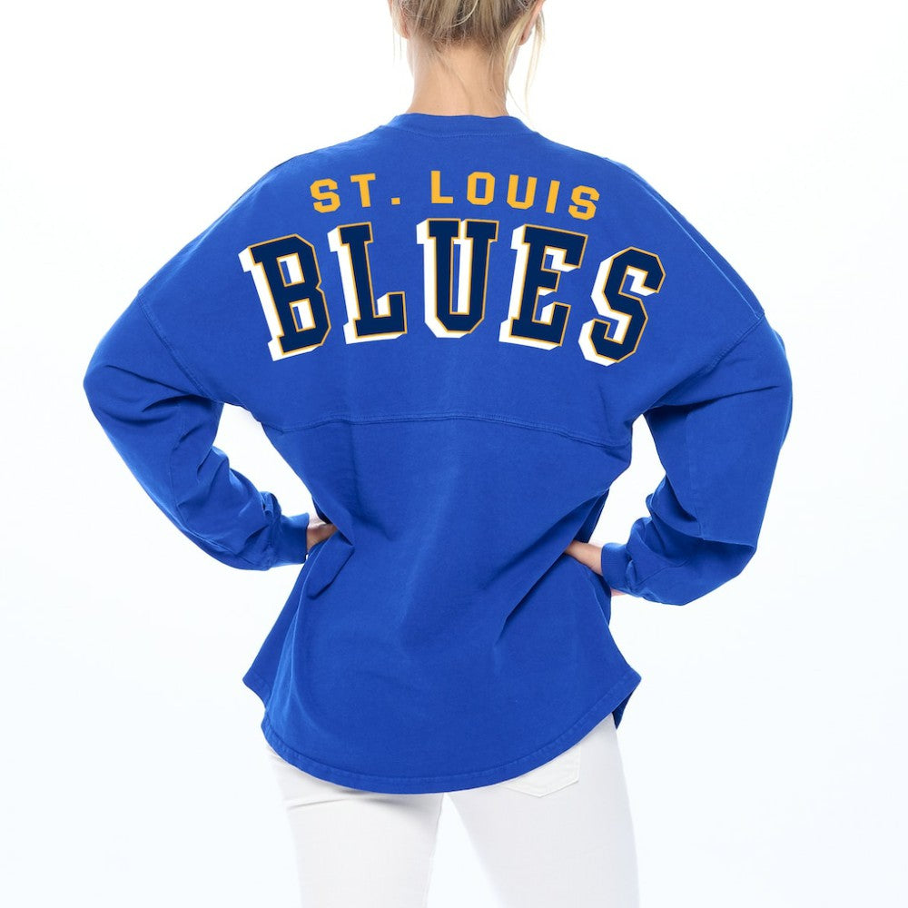 NHL St. Louis Blues Fanatics Women's Spirit Lace-Up V-Neck Long Sleeve Jersey T-Shirt - Blue