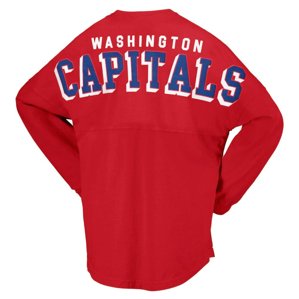 NHL Washington Capitals Fanatics Women's Spirit Lace-Up V-Neck Long Sleeve Jersey T-Shirt - Red