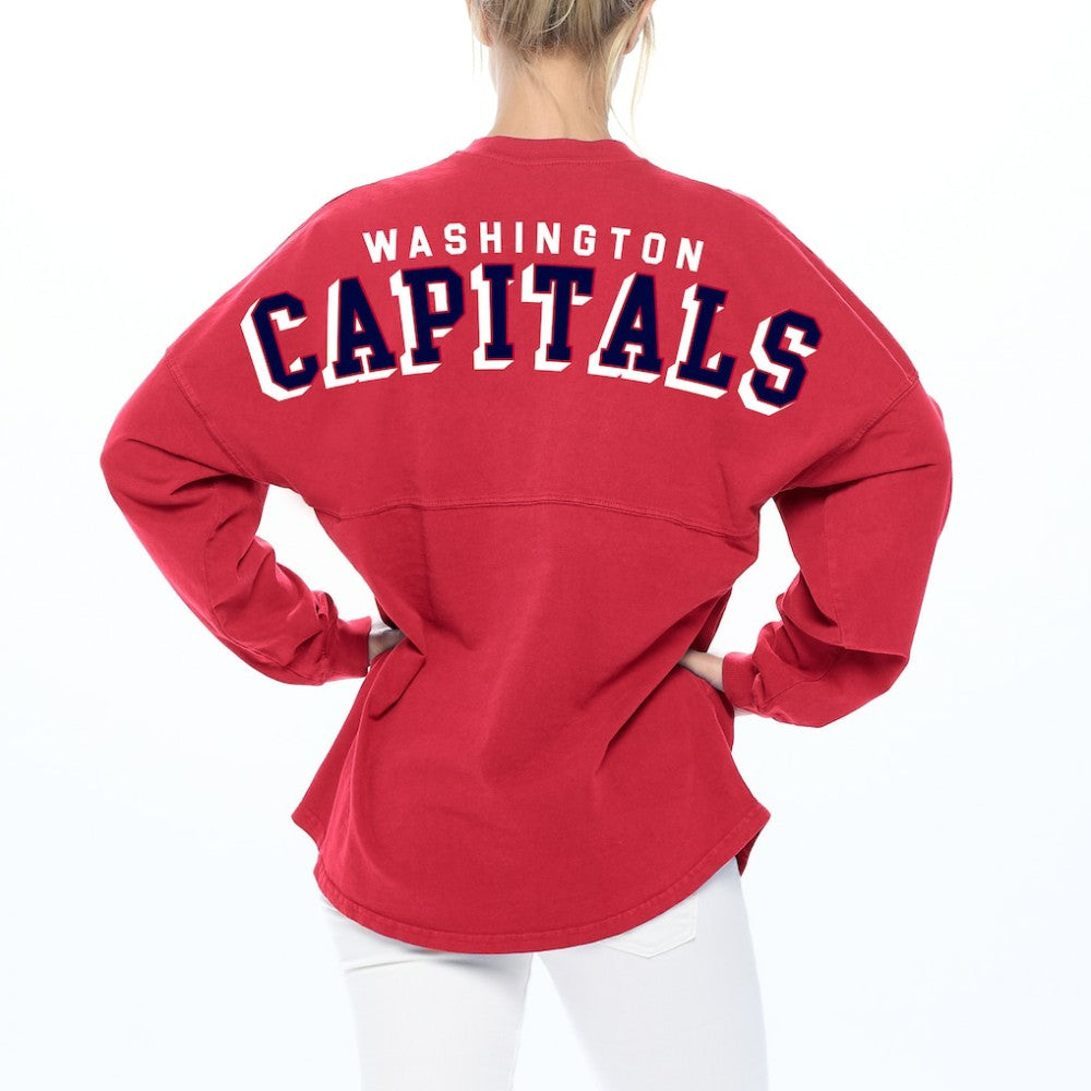 NHL Washington Capitals Fanatics Women's Spirit Lace-Up V-Neck Long Sleeve Jersey T-Shirt - Red