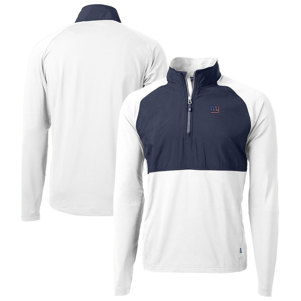 New York Giants Cutter & Buck Adapt Eco Knit Hybrid Recycled Quarter-Zip Pullover Top White