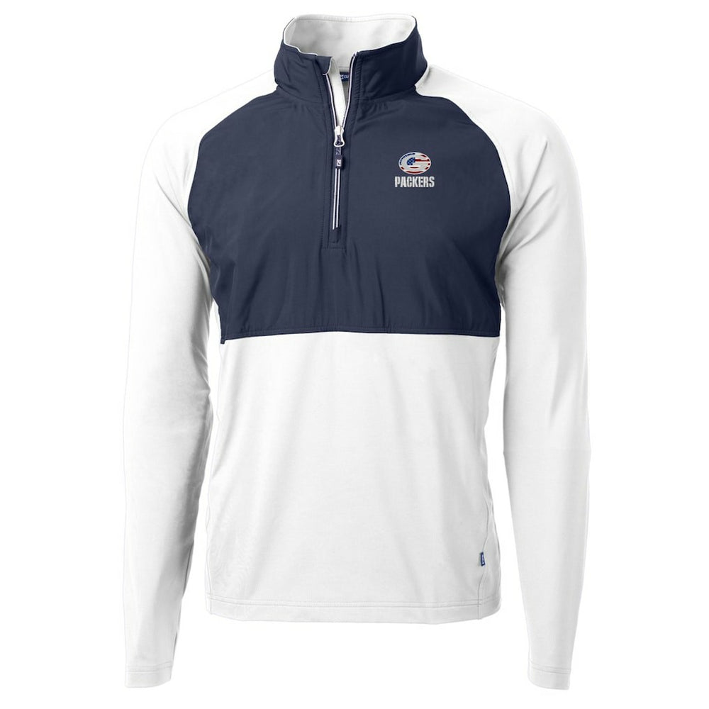 Green Bay Packers Cutter & Buck Adapt Eco Knit Hybrid Recycled Quarter-Zip Pullover Top White