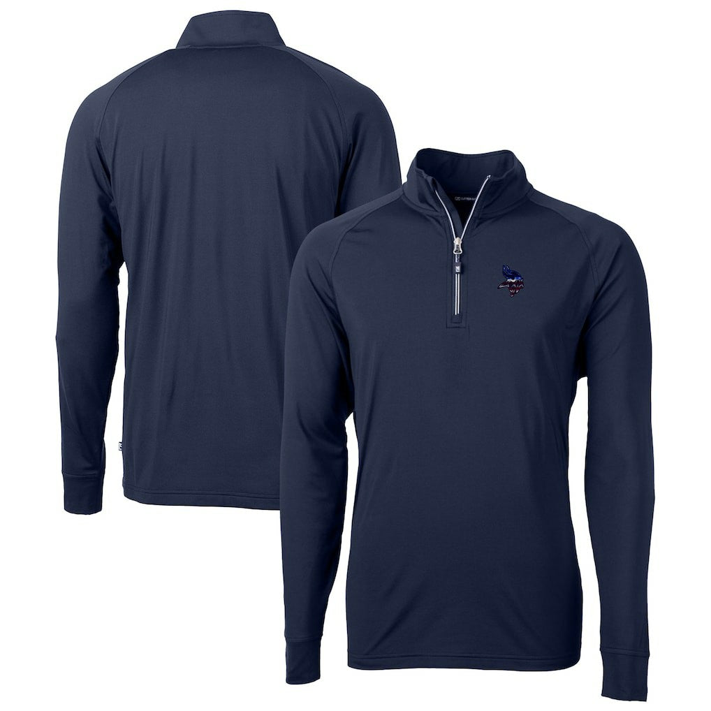Minnesota Vikings Cutter & Buck Team Adapt Eco Knit Hybrid Recycled Quarter-Zip Pullover Top Navy