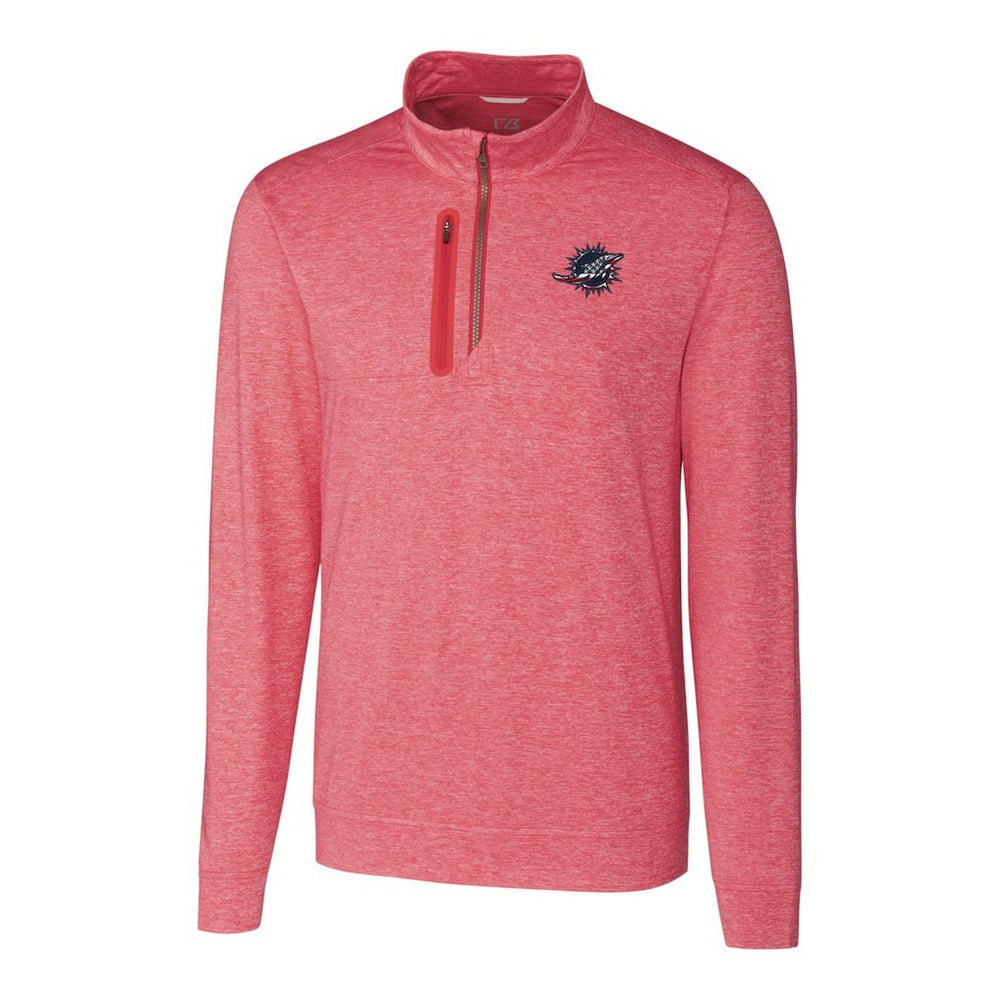 Miami Dolphins Cutter & Buck Stealth Quarter-Zip Pullover Top Heathered Cardinal