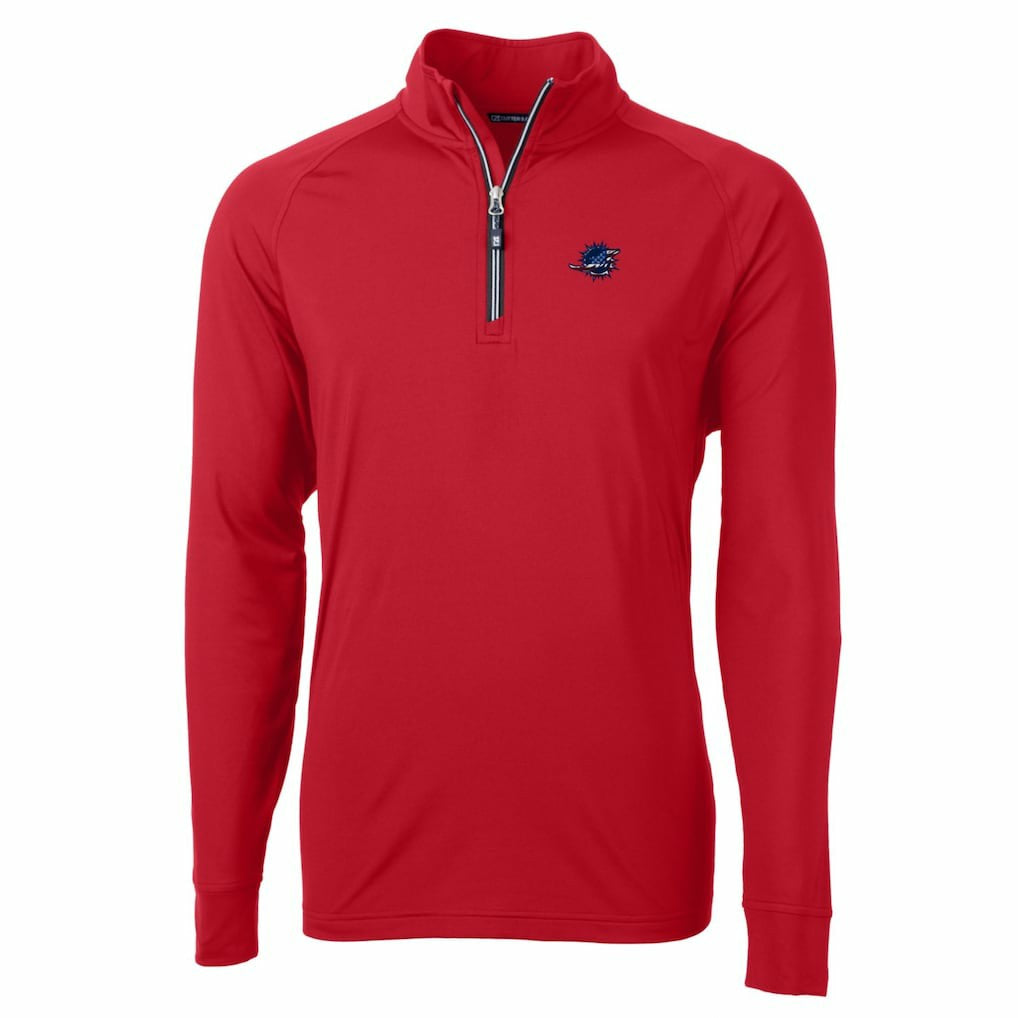Miami Dolphins Cutter & Buck Big & Tall Adapt Eco Knit Stretch Recycled Quarter-Zip Pullover Top Red
