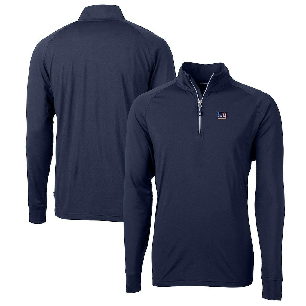 New York Giants Cutter & Buck Big & Tall Adapt Eco Knit Stretch Recycled Quarter-Zip Pullover Top Navy