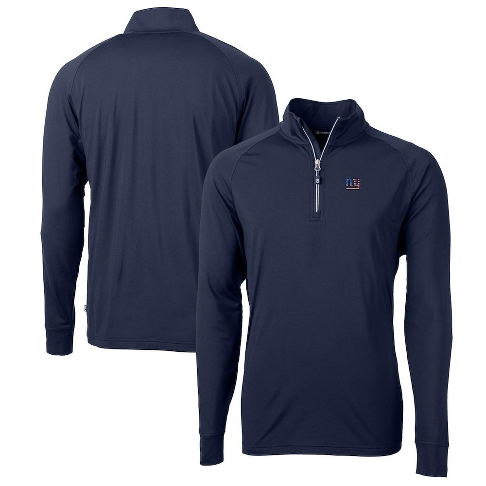 New York Giants Cutter & Buck Big & Tall Adapt Eco Knit Stretch Recycled Quarter-Zip Pullover Top Navy