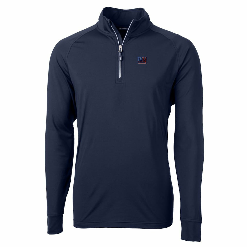 New York Giants Cutter & Buck Big & Tall Adapt Eco Knit Stretch Recycled Quarter-Zip Pullover Top Navy