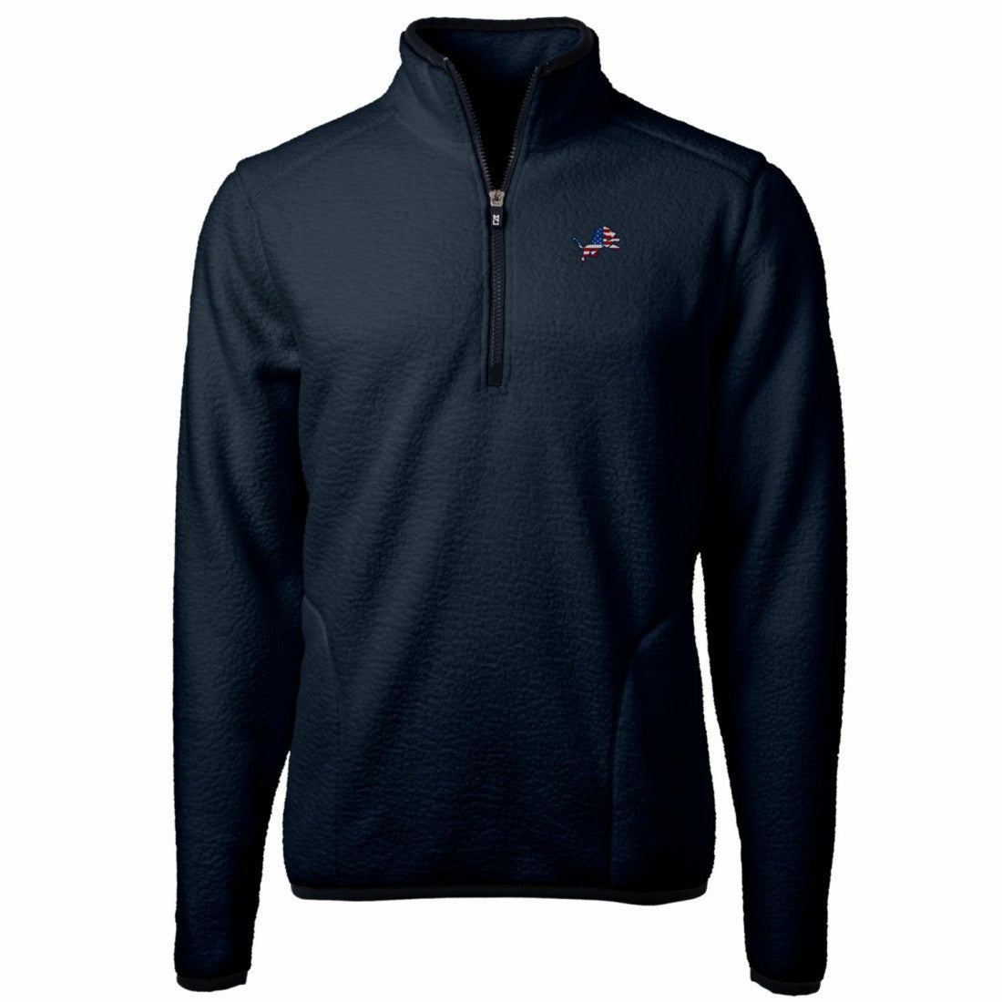 Detroit Lions Cutter & Buck Big & Tall Cascade Eco Sherpa Fleece Quarter-Zip Pullover Jacket Navy