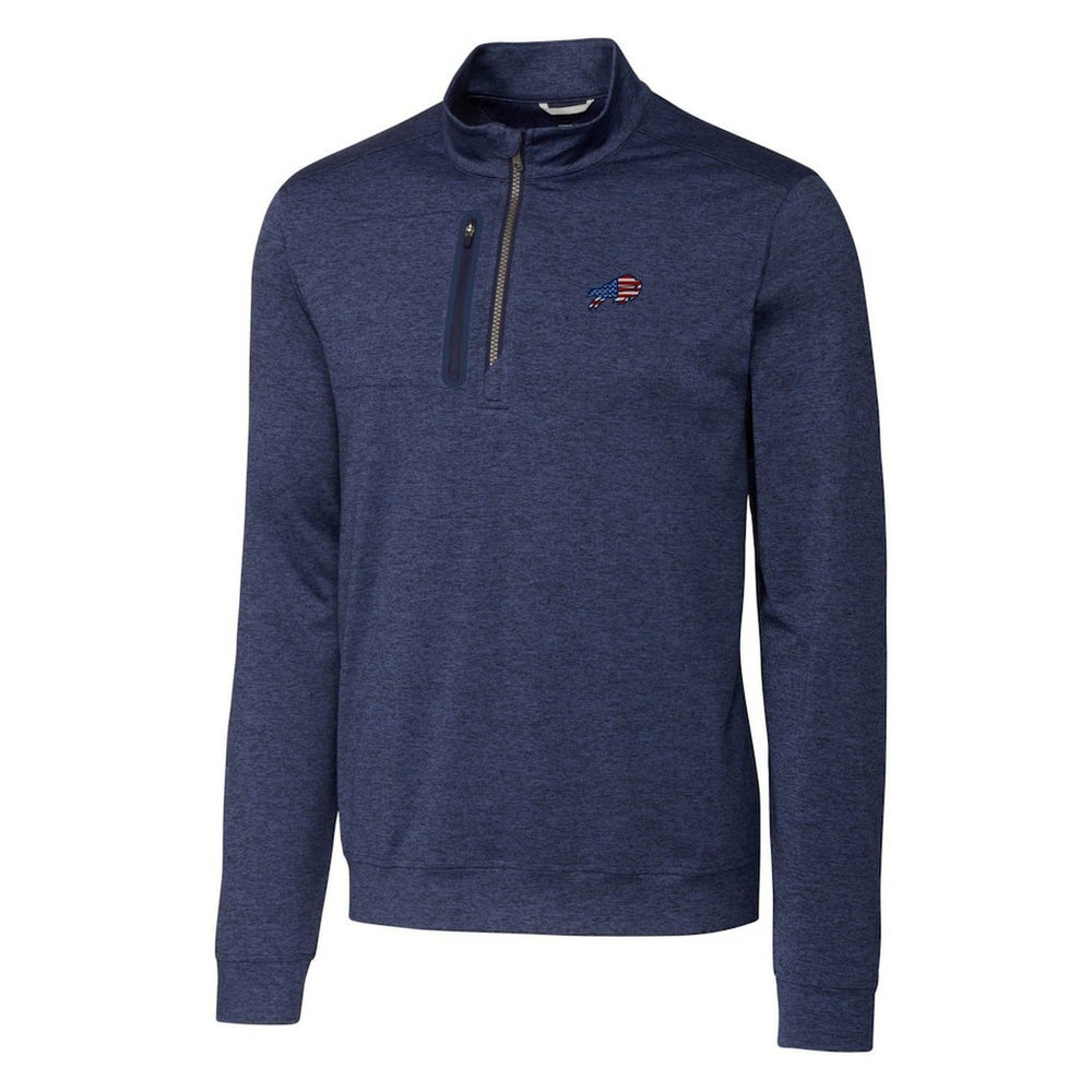 Buffalo Bills Cutter & Buck Big & Tall Stealth Quarter-Zip Jacket Heathered Navy