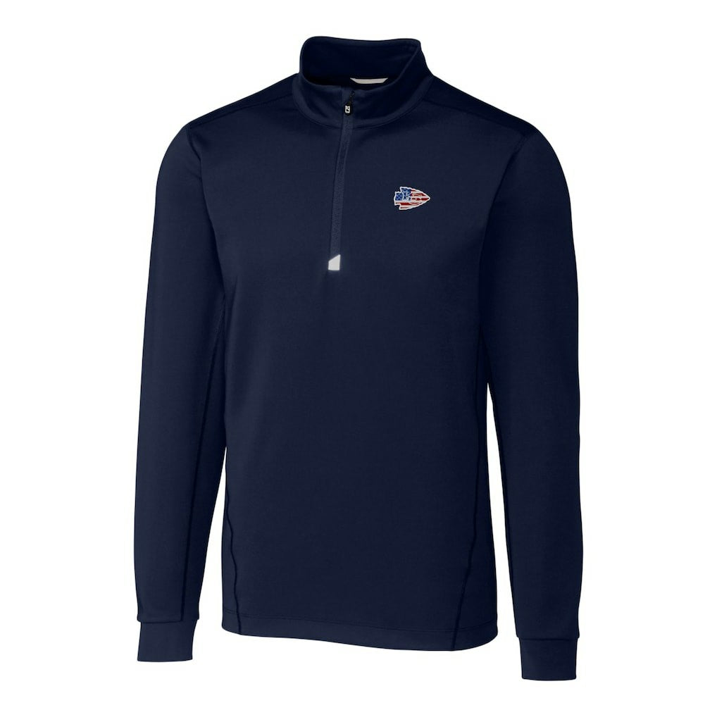 Kansas City Chiefs Cutter & Buck Big & Tall Traverse Stretch Quarter-Zip Pullover Top Navy