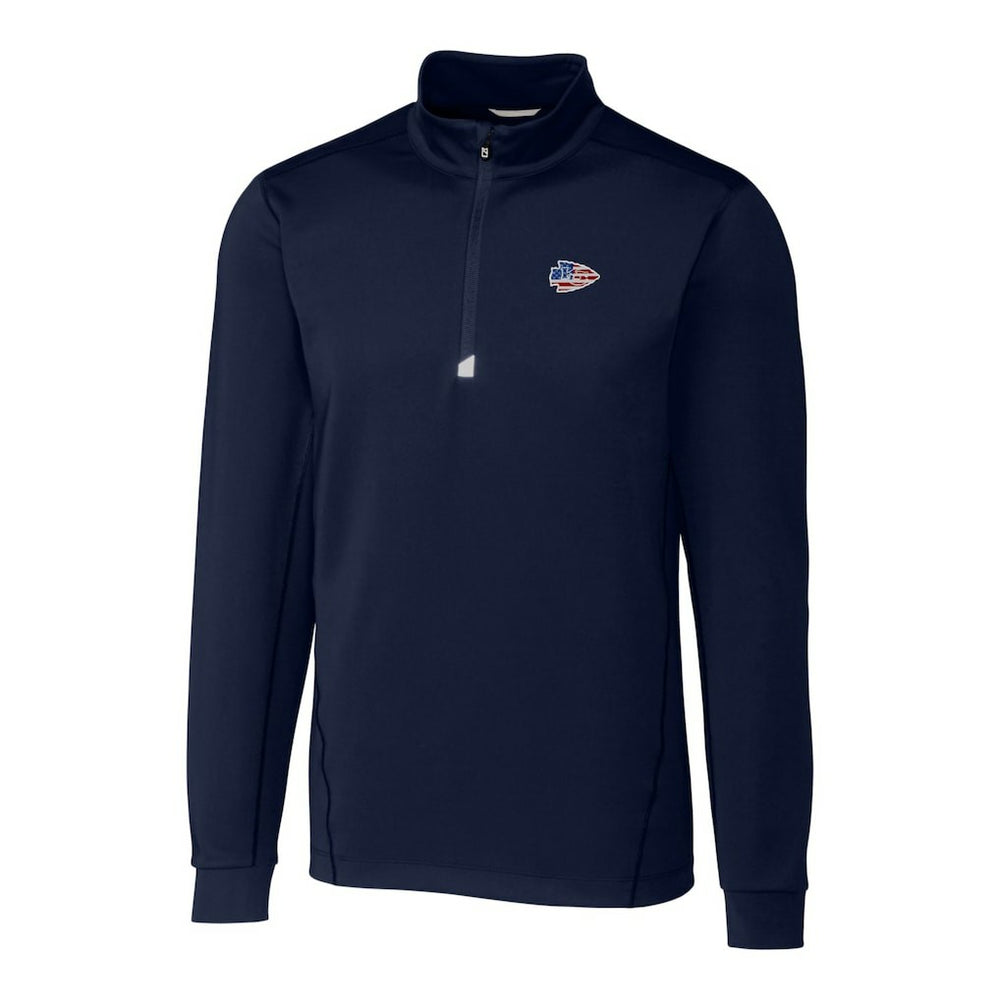 Kansas City Chiefs Cutter & Buck Big & Tall Traverse Stretch Quarter-Zip Pullover Top Navy