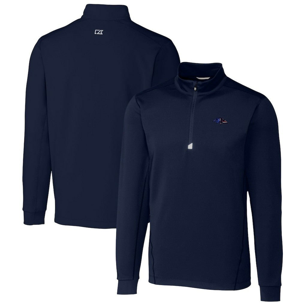 Baltimore Ravens Cutter & Buck Big & Tall Traverse Stretch Quarter-Zip Pullover Top Navy