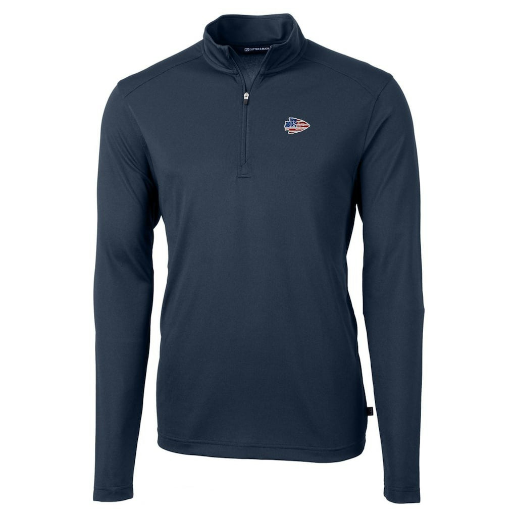 Kansas City Chiefs Cutter & Buck Big & Tall Virtue Eco Pique Recycled Quarter-Zip Jacket Navy