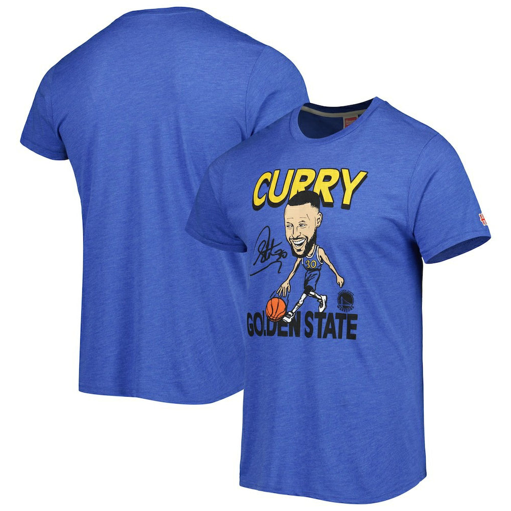 Stephen Curry Golden State Warriors Homage Player Caricature Tri-Blend T-Shirt Royal