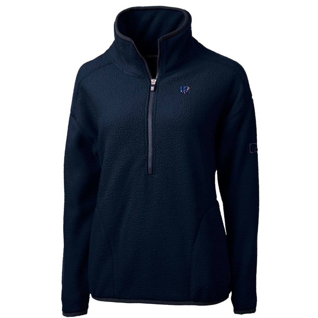 Cincinnati Bengals Cutter & Buck Women's Americana Cascade Eco Sherpa Fleece Half-Zip Pullover Jacket Navy